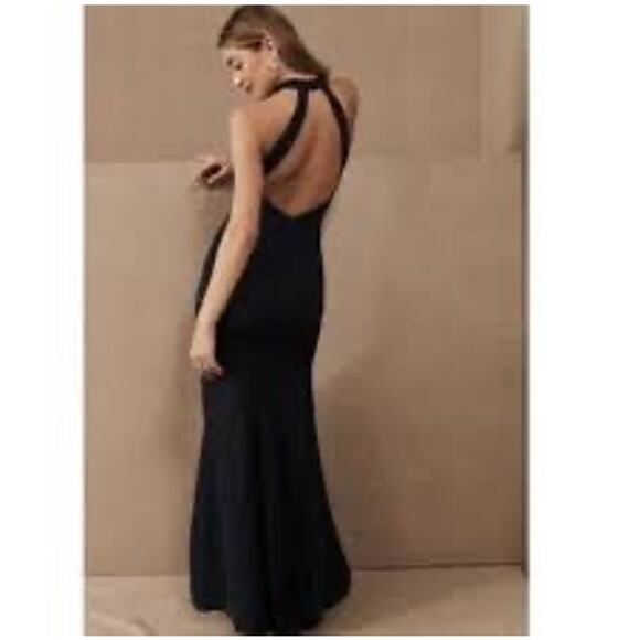 BHLDN- NWT- Serephina Crepe Open Back Slit Maxi Dress In Black Sz:6 Ret$295 - Picture 7 of 7